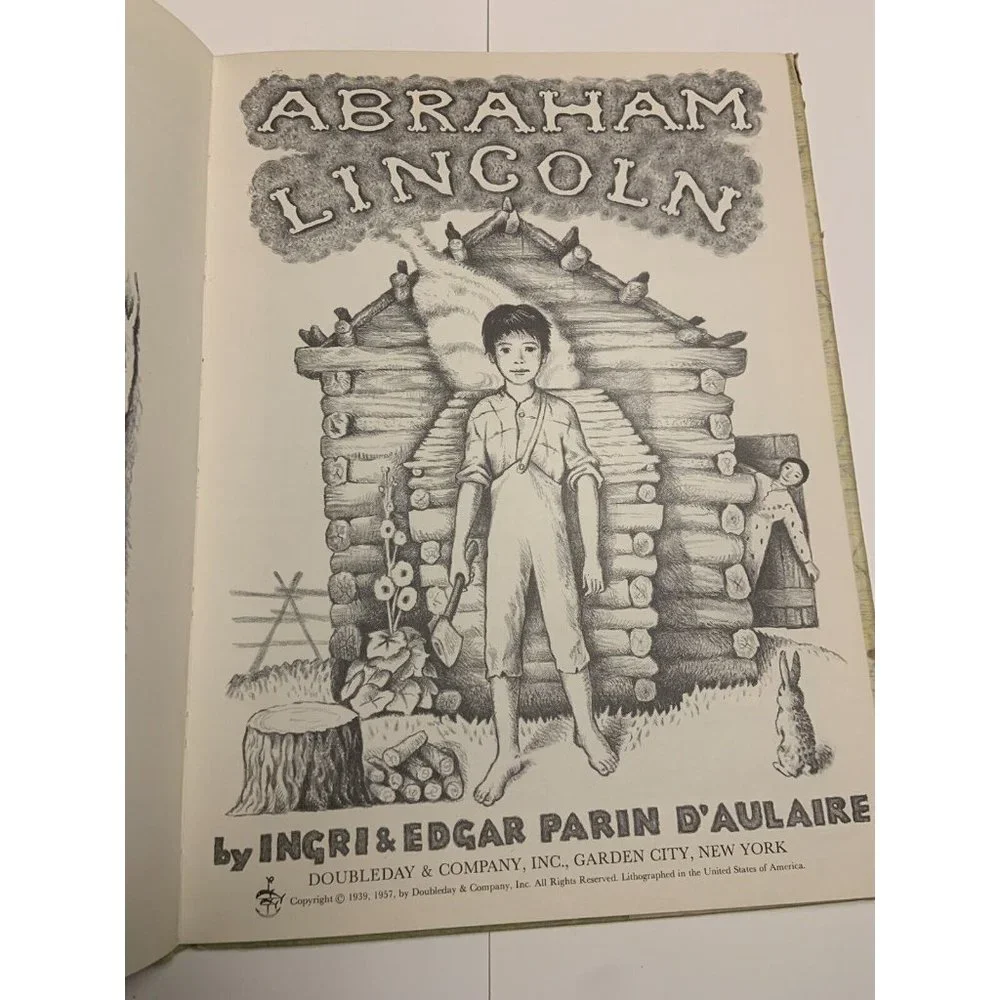1957 Abraham Lincoln by Ingri & Edgar Parin d'Aulaire Hardback W/ Dust Jacket AO - Picture 4 of 7